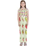 Fruits Pattern Background Food Kids  Sleeveless Ruffle Edge Band Collar Chiffon One Piece