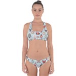 Christmas Cartoon Pattern Cross Back Hipster Bikini Set