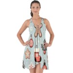 Christmas Cartoon Pattern Show Some Back Chiffon Dress