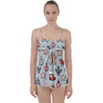 Christmas Cartoon Pattern Babydoll Tankini Top