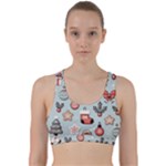 Christmas Cartoon Pattern Back Weave Sports Bra