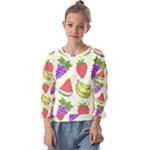 Fruits Pattern Background Food Kids  Cuff Sleeve Top