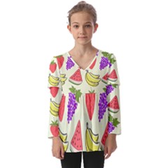 Kids  V Neck Casual Top 