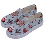 Christmas Cartoon Pattern Kids  Canvas Slip Ons