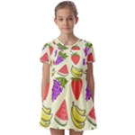 Fruits Pattern Background Food Kids  Short Sleeve Pinafore Style Dress
