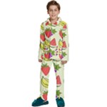 Fruits Pattern Background Food Kids  Long Sleeve Velvet Pajamas Set