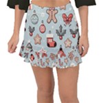 Christmas Cartoon Pattern Fishtail Mini Chiffon Skirt