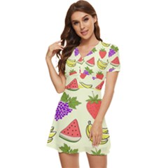 V-Neck High Waist Chiffon Mini Dress 