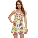 Fruits Pattern Background Food Ruffle Edge Bra Cup Chiffon Mini Dress