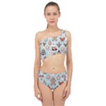 Christmas Cartoon Pattern Spliced Up Two Piece Swimsuit