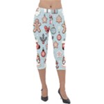 Christmas Cartoon Pattern Lightweight Velour Capri Leggings 