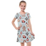 Christmas Cartoon Pattern Kids  Cross Web Dress
