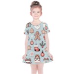 Christmas Cartoon Pattern Kids  Simple Cotton Dress