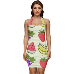 Sleeveless Wide Square Neckline Ruched Bodycon Dress 