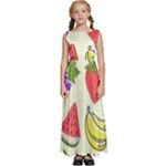 Fruits Pattern Background Food Kids  Satin Sleeveless Maxi Dress