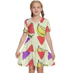 Fruits Pattern Background Food Kids  Short Sleeve Tiered Mini Dress