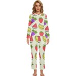 Fruits Pattern Background Food Womens  Long Sleeve Lightweight Pajamas Set