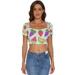 Fruits Pattern Background Food Short Sleeve Square Neckline Crop Top 