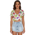 Fruits Pattern Background Food V-Neck Crop Top