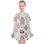 Christmas Cartoon Pattern Kids  Smock Dress