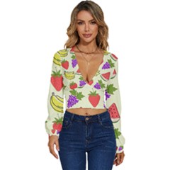 Long Sleeve Deep-V Velour Top 