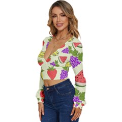 Long Sleeve Deep-V Velour Top 
