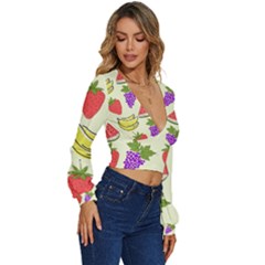 Long Sleeve Deep-V Velour Top 
