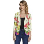 Fruits Pattern Background Food Women s One-Button 3/4 Sleeve Short Jacket