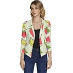 Fruits Pattern Background Food Women s Casual 3/4 Sleeve Spring Jacket