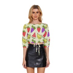 Mid Sleeve Drawstring Hem Top 