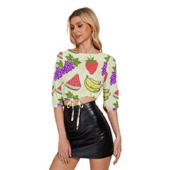 Mid Sleeve Drawstring Hem Top 
