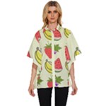 Fruits Pattern Background Food Women s Batwing Button Up Shirt