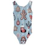 Christmas Cartoon Pattern Kids  Cut-Out Back One Piece Swimsuit
