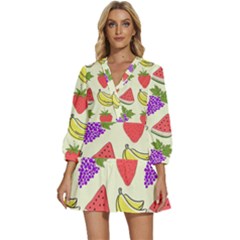 V-Neck Placket Mini Dress 