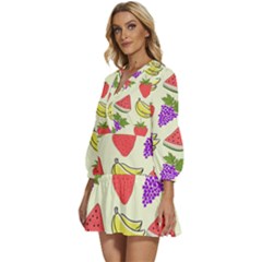 V-Neck Placket Mini Dress 