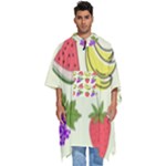 Fruits Pattern Background Food Men s Hooded Rain Ponchos
