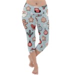 Christmas Cartoon Pattern Lightweight Velour Capri Yoga Leggings