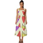 Fruits Pattern Background Food Square Neckline Tiered Midi Dress