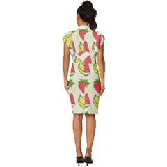 Vintage Frill Sleeve V-Neck Bodycon Dress 