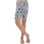 Christmas Cartoon Pattern Kids  Lightweight Velour Cropped Yoga Leggings
