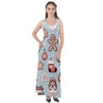 Christmas Cartoon Pattern Sleeveless Velour Maxi Dress
