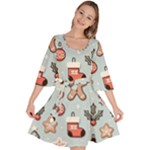 Christmas Cartoon Pattern Velour Kimono Dress