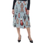 Christmas Cartoon Pattern Classic Velour Midi Skirt 