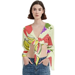 Fruits Pattern Background Food Trumpet Sleeve Cropped Top from ArtsNow.com