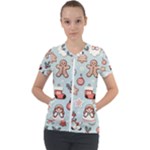 Christmas Cartoon Pattern Short Sleeve Zip Up Jacket