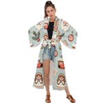 Christmas Cartoon Pattern Maxi Kimono