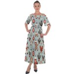 Christmas Cartoon Pattern Shoulder Straps Boho Maxi Dress 