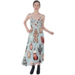 Christmas Cartoon Pattern Tie Back Maxi Dress