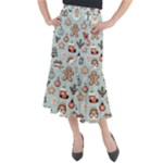 Christmas Cartoon Pattern Midi Mermaid Skirt