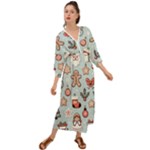Christmas Cartoon Pattern Grecian Style  Maxi Dress